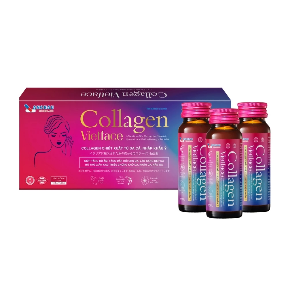 Nước uống Collagen Vietface An Châu - Bổ sung collagen peptide nhập khẩu từ Ý