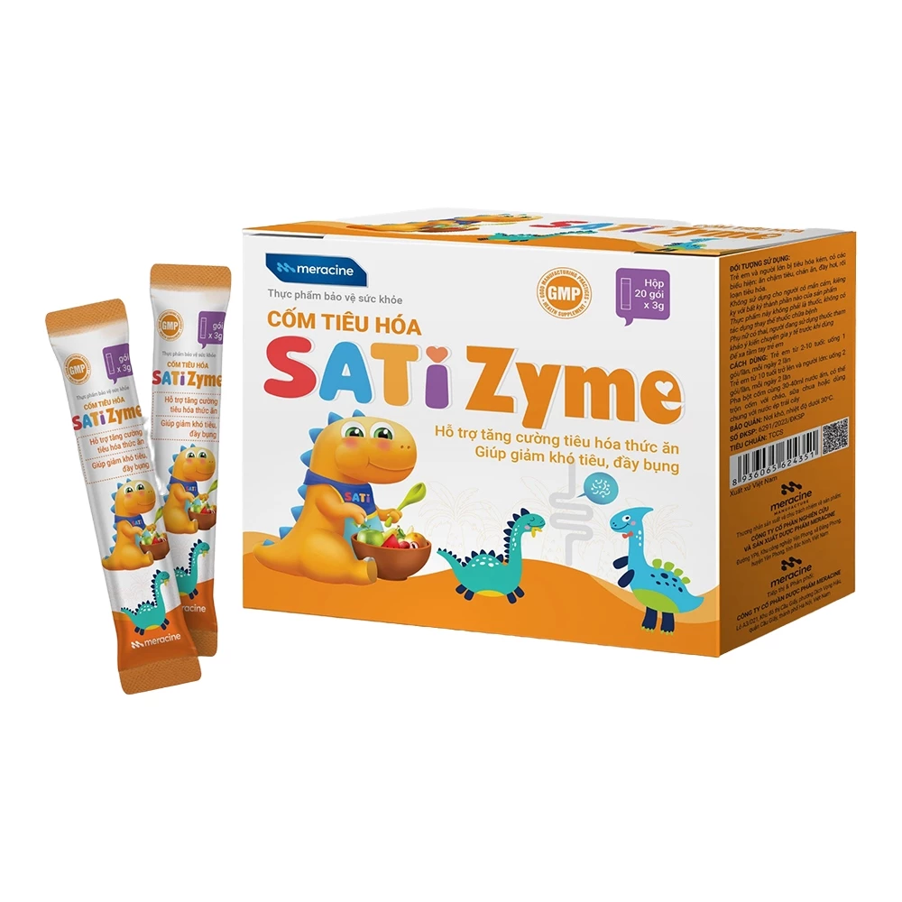 Cốm tiêu hóa SatiZyme Meracine - Hỗ trợ giảm khó tiêu, đầy bụng