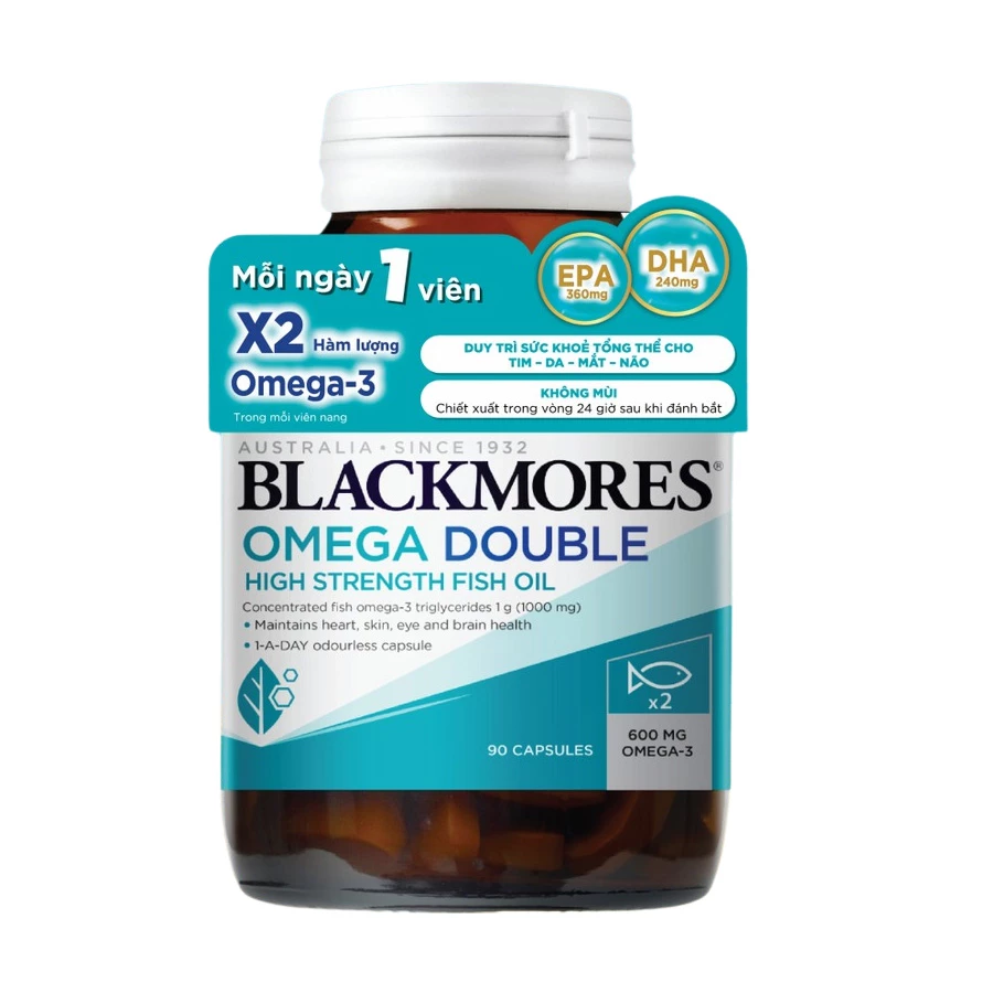Dầu cá Blackmores Omega Double High Strength Fish Oil - Hỗ trợ cho tim, mắt & da