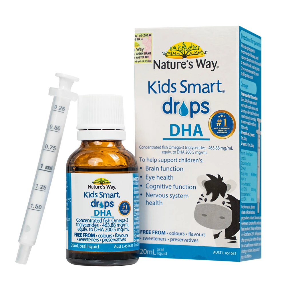 Kids Smart Drops DHA Nature's Way - Bổ sung DHA, EPA tốt cho não bộ, mắt