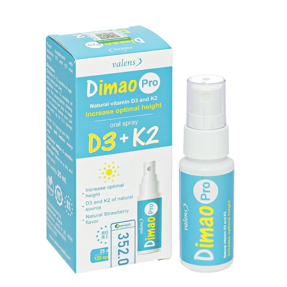 Dimao Pro D3K2 Oral Spray - Bổ sung vitamin D3 K2 dạng xịt cho trẻ sơ sinh và trẻ nhỏ