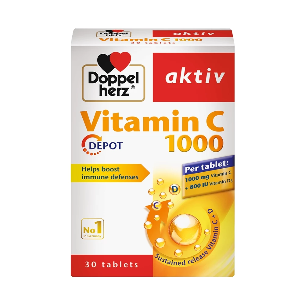 Doppelherz Vitamin C 1000 Depot - Hỗ trợ tăng đề kháng, làm đẹp da