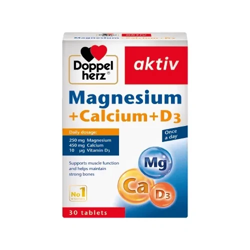 Doppelherz Magnesium + Calcium + D3 - Bổ sung Magie, Canxi và Vitamin D3, hỗ trợ xương khớp chắc khỏe