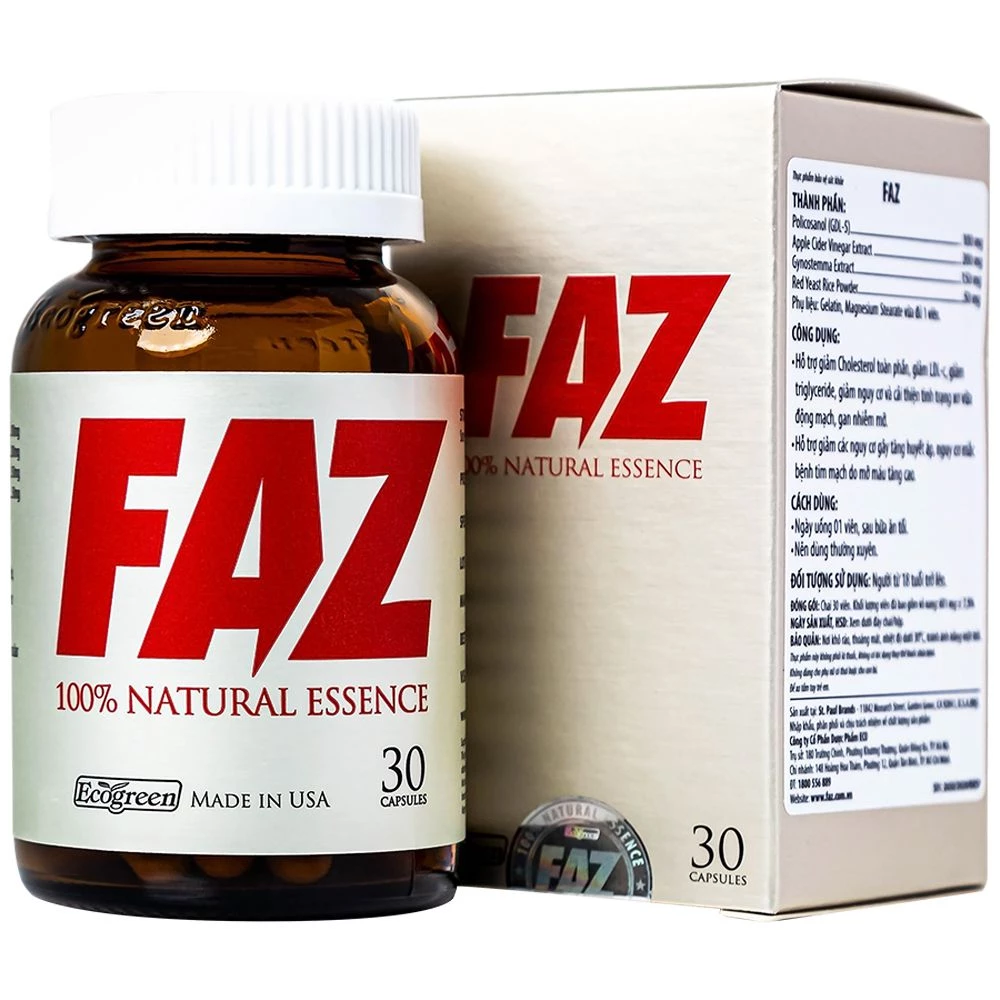 Viên uống FAZ hỗ trợ kiểm soát mỡ máu, giảm nguy cơ mắc bệnh tim mạch