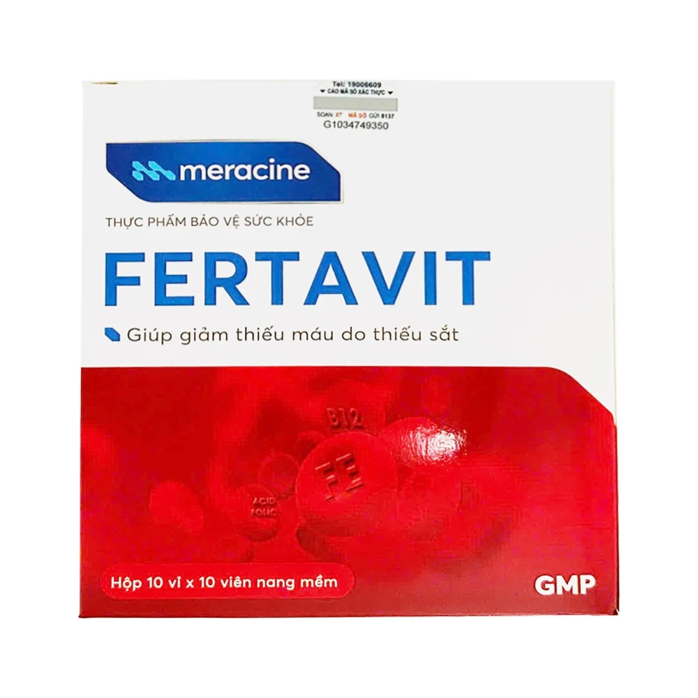 Fertavit Meracine - Bổ sung sắt, acid folic, hỗ trợ giảm thiếu máu do thiếu sắt