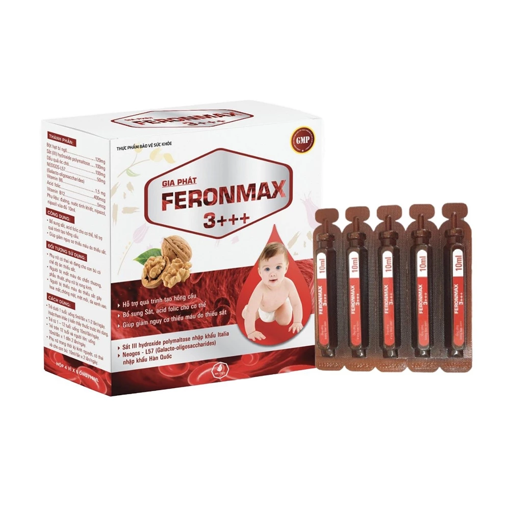 Gia Phát Feronmax 3+++ bổ sung sắt, acid folic hỗ trợ giảm nguy cơ thiếu máu