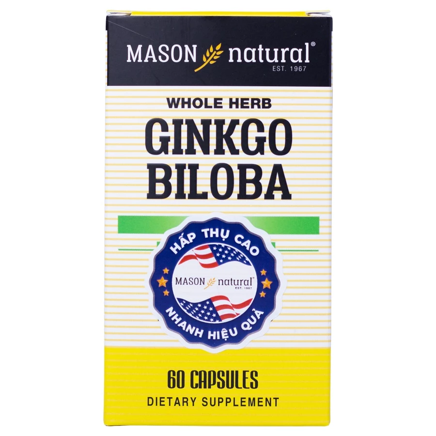 Mason Natural Ginkgo Biloba - Hỗ trợ tăng cường tuần hoàn máu não