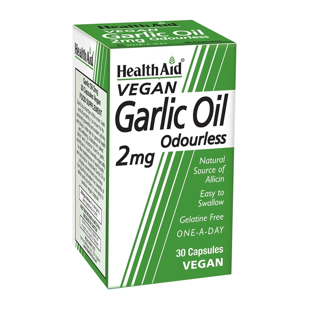 Viên dầu tỏi HealthAid Vegan Garlic Oil Odourless 2mg