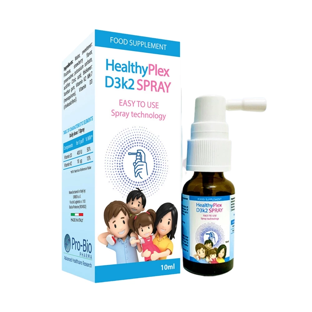 HealthyPlex D3K2 Spray - Bổ sung D3 K2 dạng xịt cho trẻ sơ sinh & trẻ nhỏ