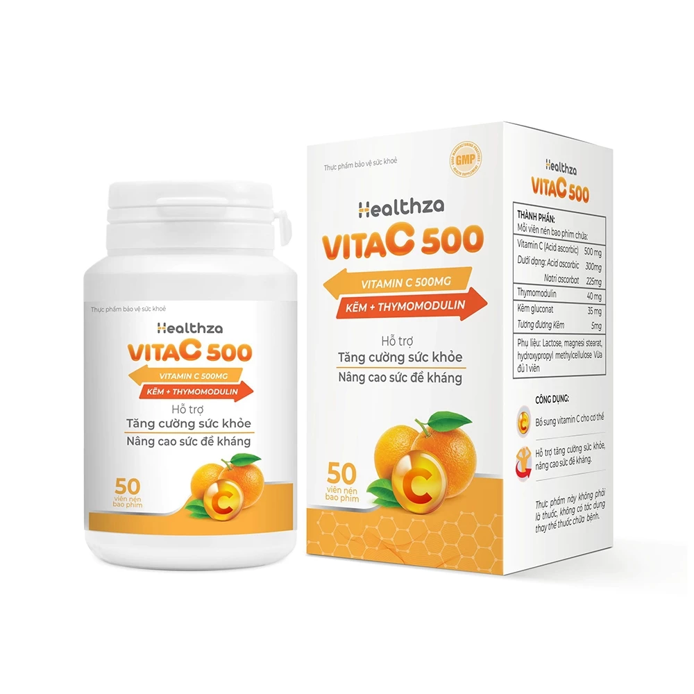 Healthza VitaC 500 - Hỗ trợ tăng cường sức khỏe, nâng cao sức đề kháng