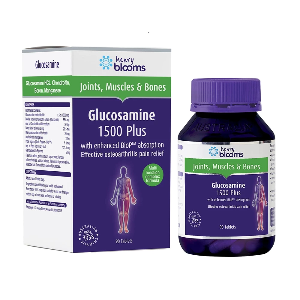 Henry Blooms Glucosamine 1500 Plus - Hỗ trợ giảm nguy cơ thoái hóa khớp