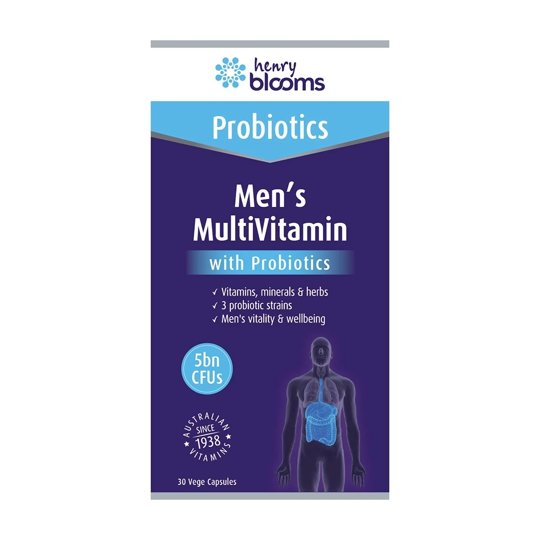 Henry Blooms Men's Multivitamin With Probiotics - Bổ sung vitamin tổng hợp và lợi khuẩn cho nam