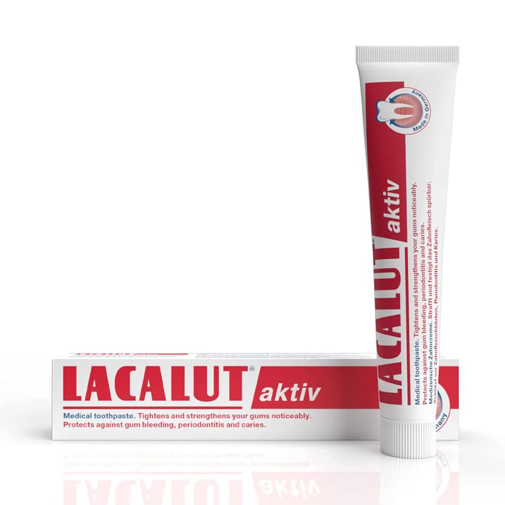 Kem đánh răng Lacalut Aktiv - Chống tụt lợi, viêm nướu, chảy máu chân răng
