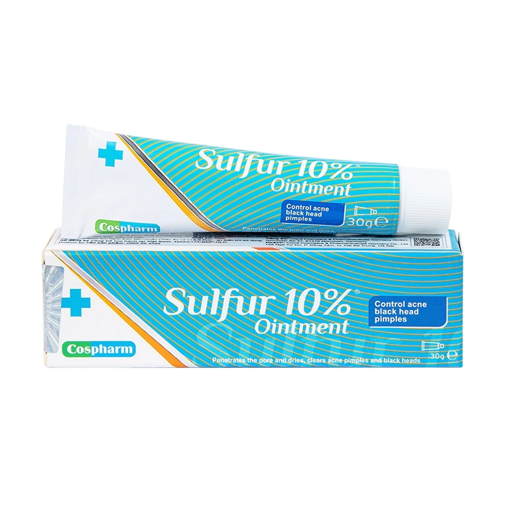 Kem mụn Sulfur 10% Ointment Cospharm - Giúp ngừa mụn trứng cá, mụn bọc, mụn đầu đen