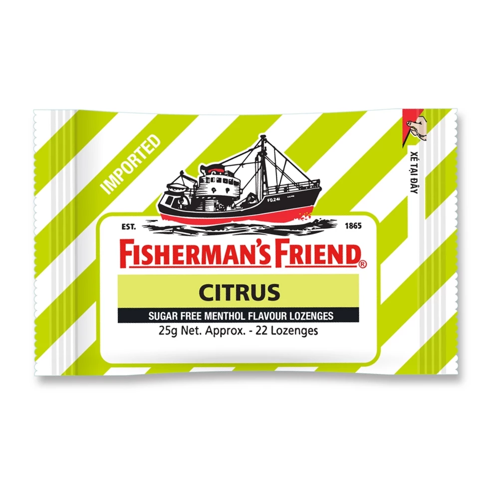 Kẹo cay con tàu Fisherman's Friend Citrus - Giúp thông mũi, mát họng