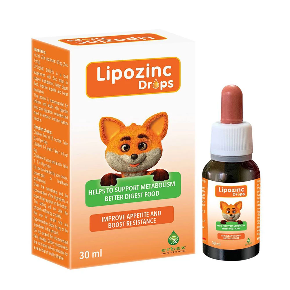 Lipozinc Drops Erbex - Bổ sung kẽm hữu cơ giúp bé ăn ngon, tiêu hóa khỏe, tăng đề kháng