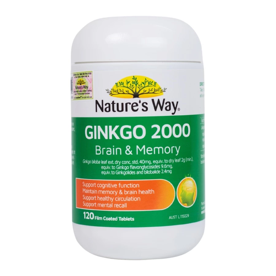 Nature's Way Ginkgo Biloba 2000 Brain & Memory - Hỗ trợ tăng cường trí nhớ