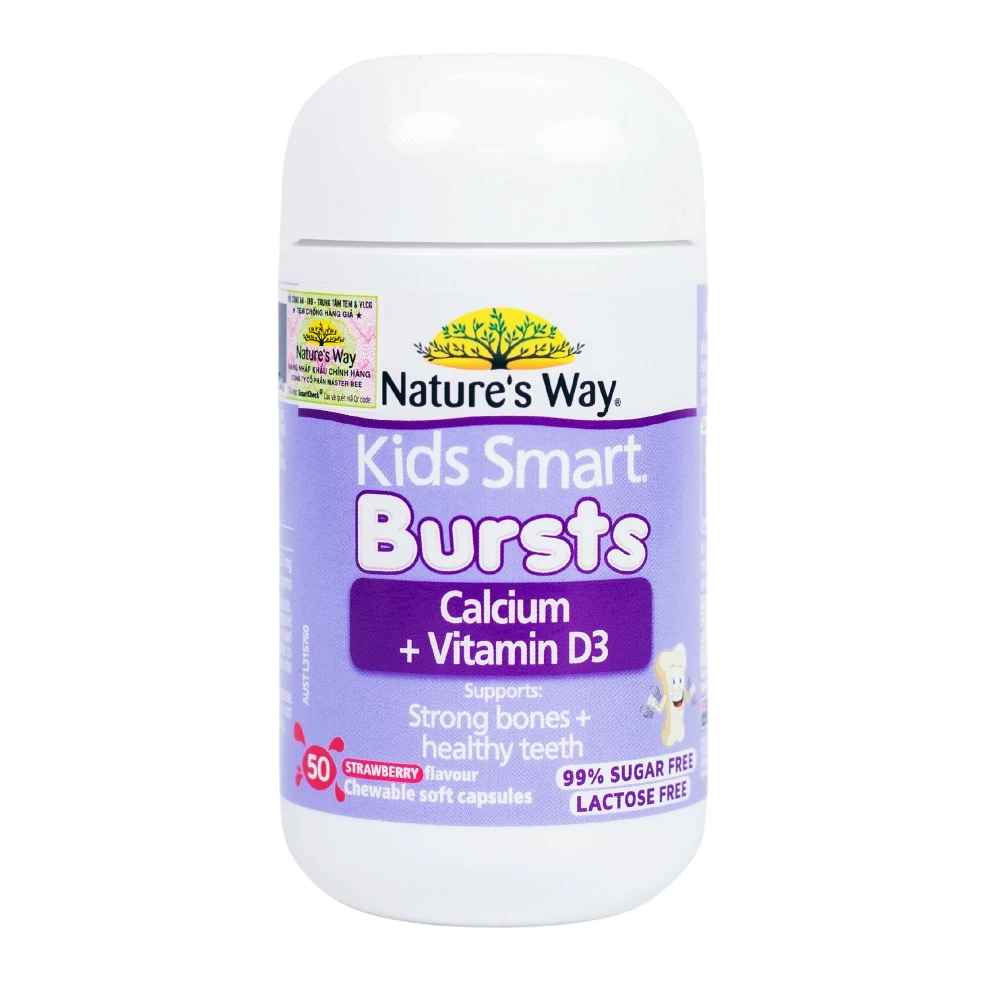 Nature's Way Kids Smart Bursts Calcium + Vitamin D3 - Hỗ trợ trẻ phát triển chiều cao