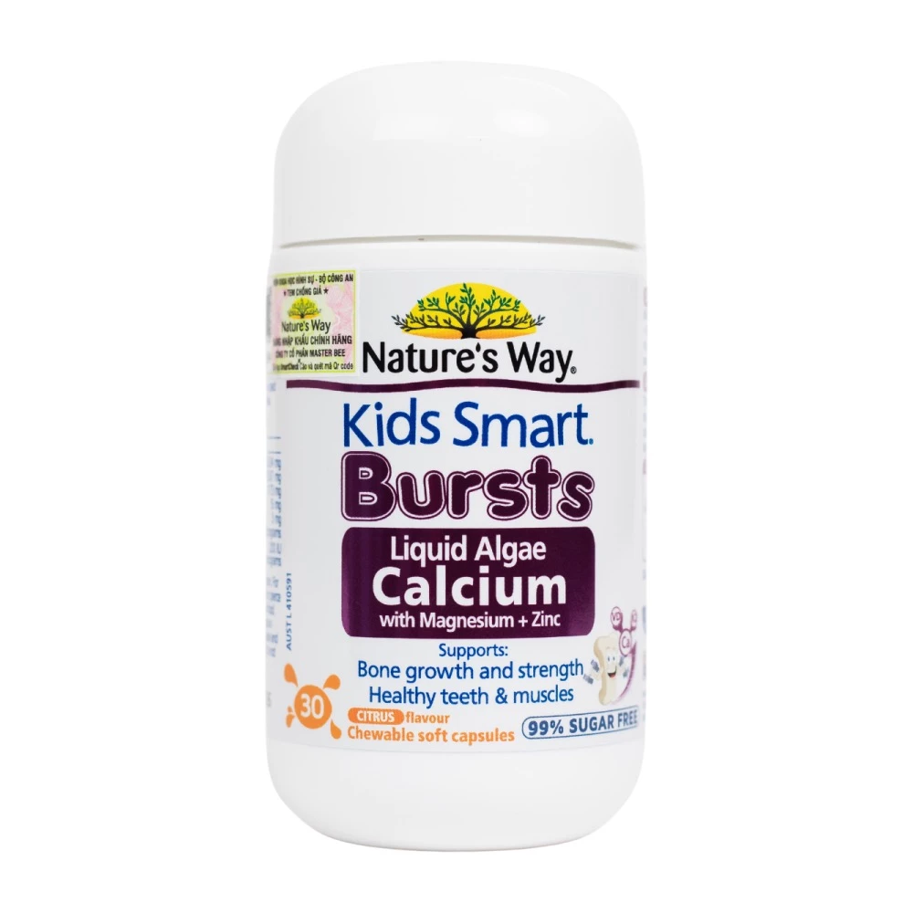 Nature's Way Kids Smart Bursts Liquid Algae Calcium With Magnesium + Zinc - Bổ sung canxi tảo biển đỏ cho bé