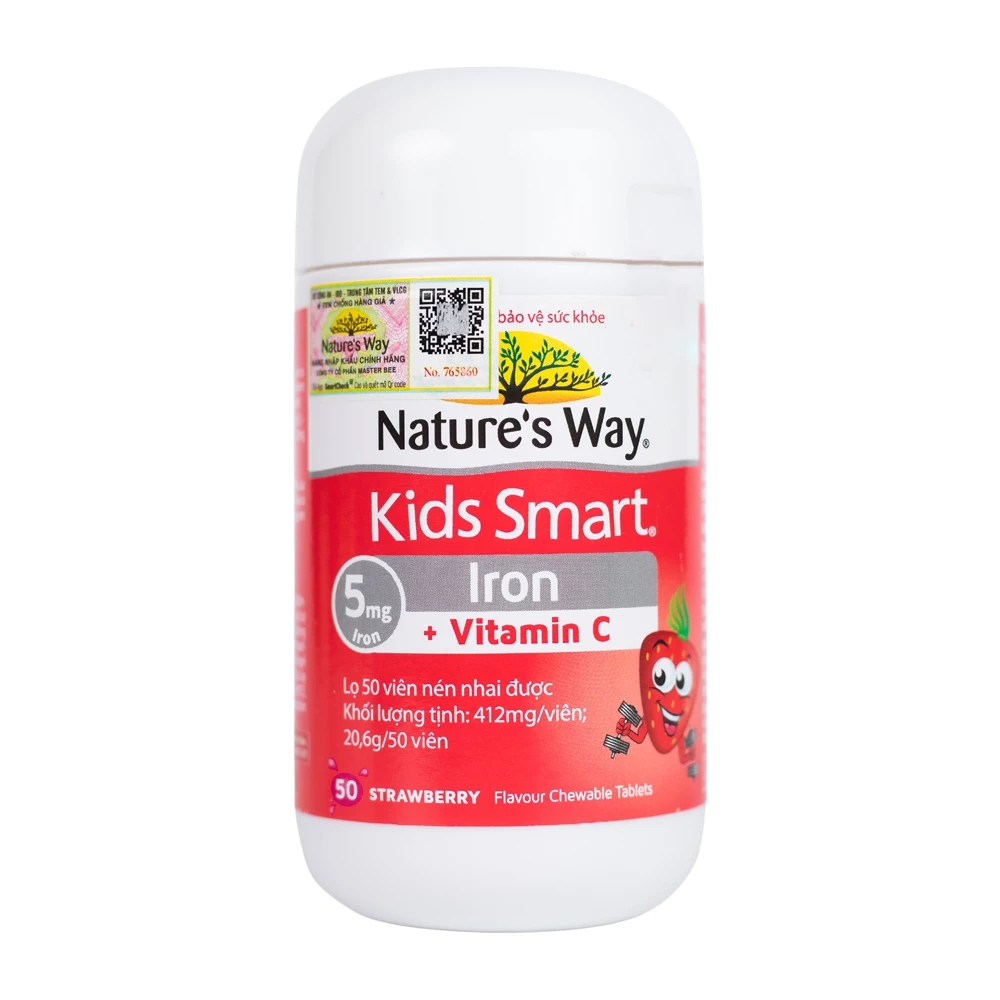 Nature's Way Kids Smart Iron + Vitamin C Chewables - Viên nhai bổ sung sắt và vitamin C
