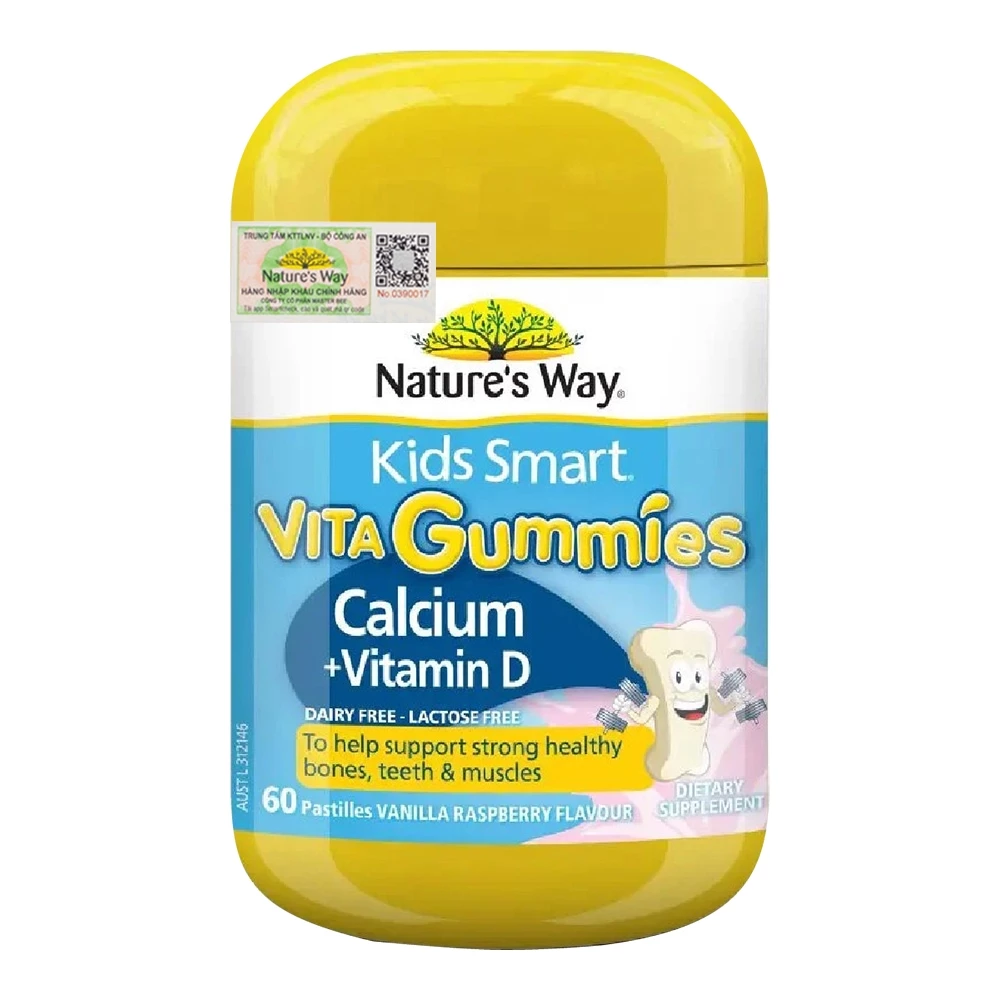 Canxi cho bé Nature's Way Kids Smart Vita Gummies Calcium + Vitamin D giúp tăng chiều cao cho trẻ