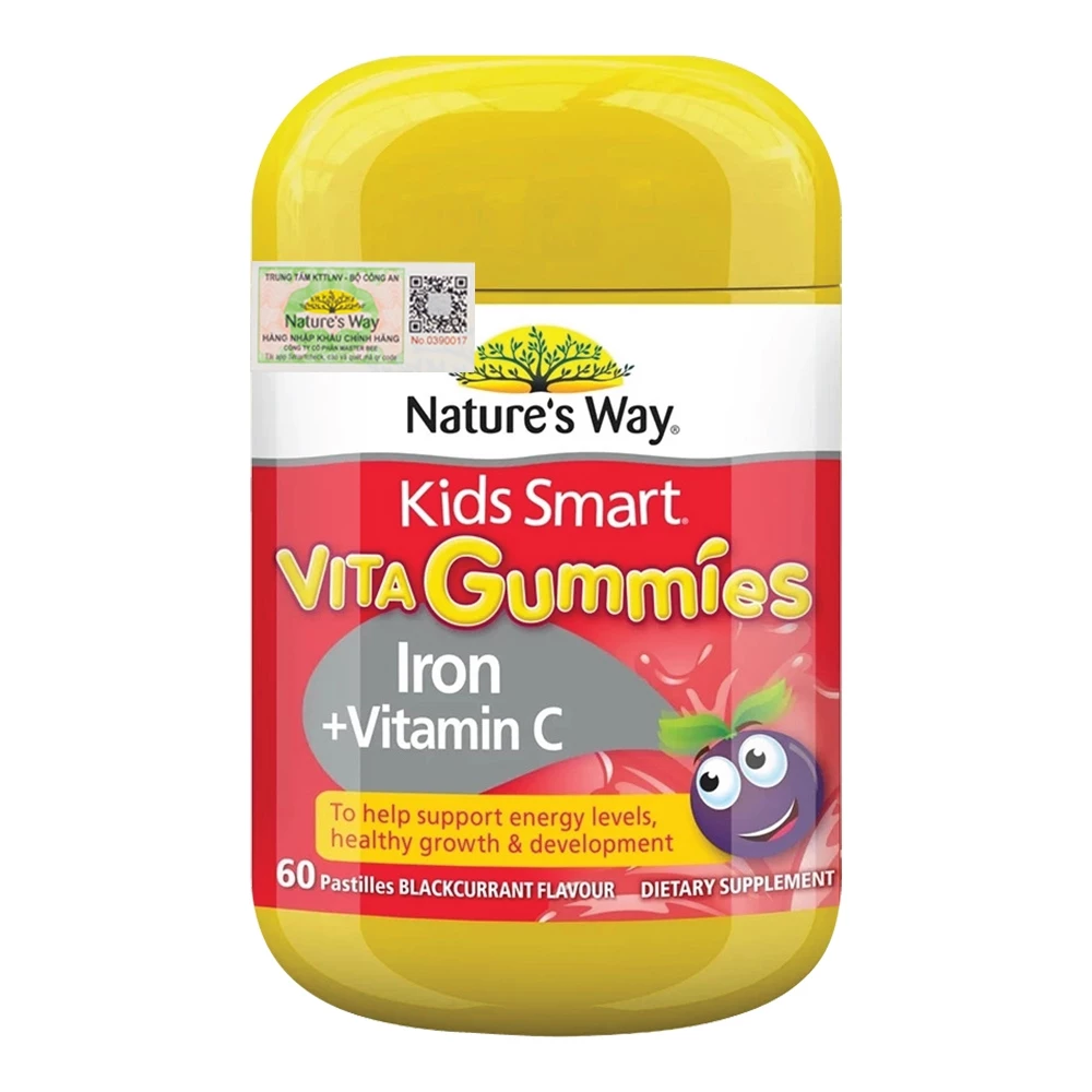 Nature's Way Kids Smart Vita Gummies Iron + Vitamin C - Kẹo dẻo bổ sung sắt hữu cơ và vitamin C