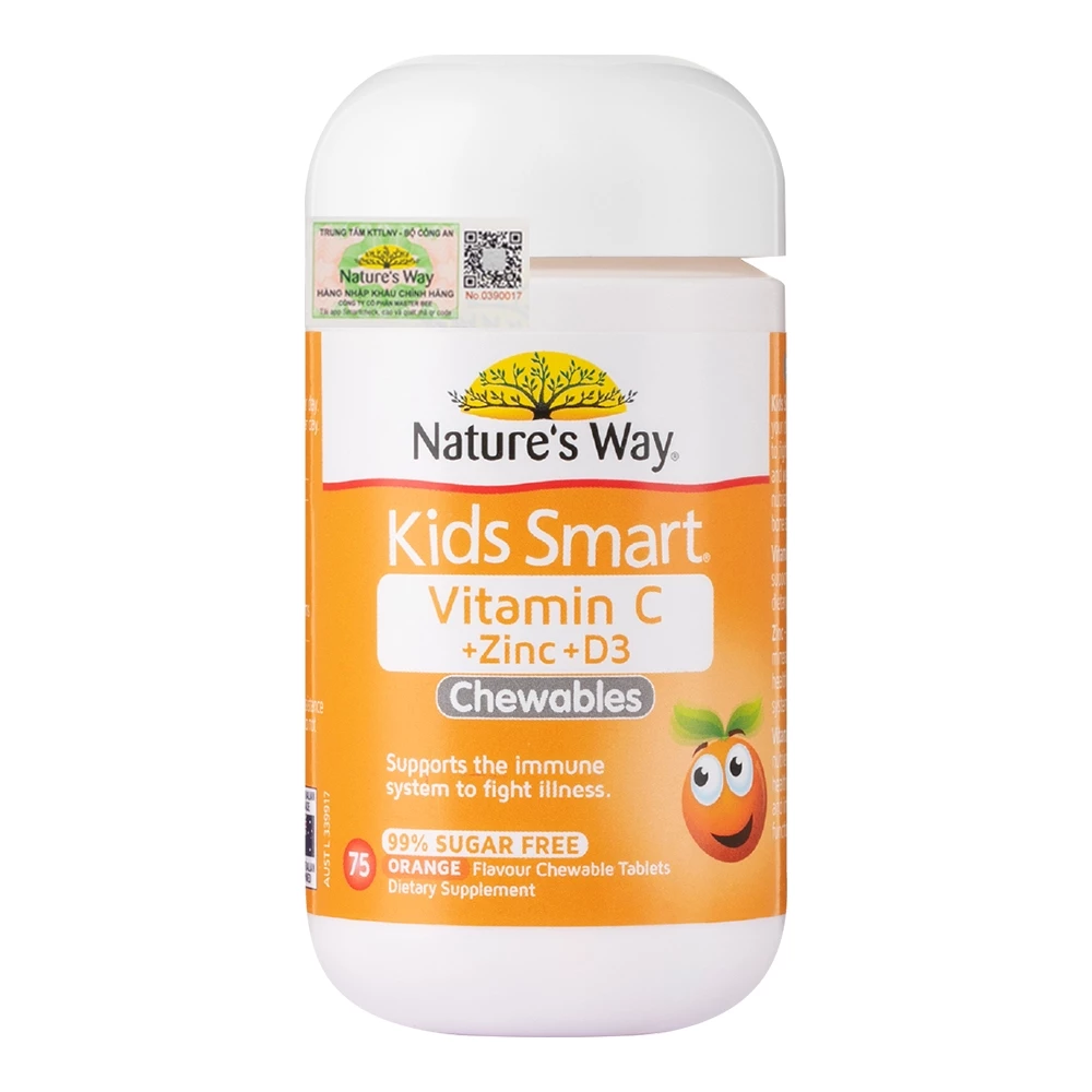 Nature's Way Kids Smart Vitamin C + Zinc + D3 Chewables Tablets - Hỗ trợ tăng đề kháng cho trẻ
