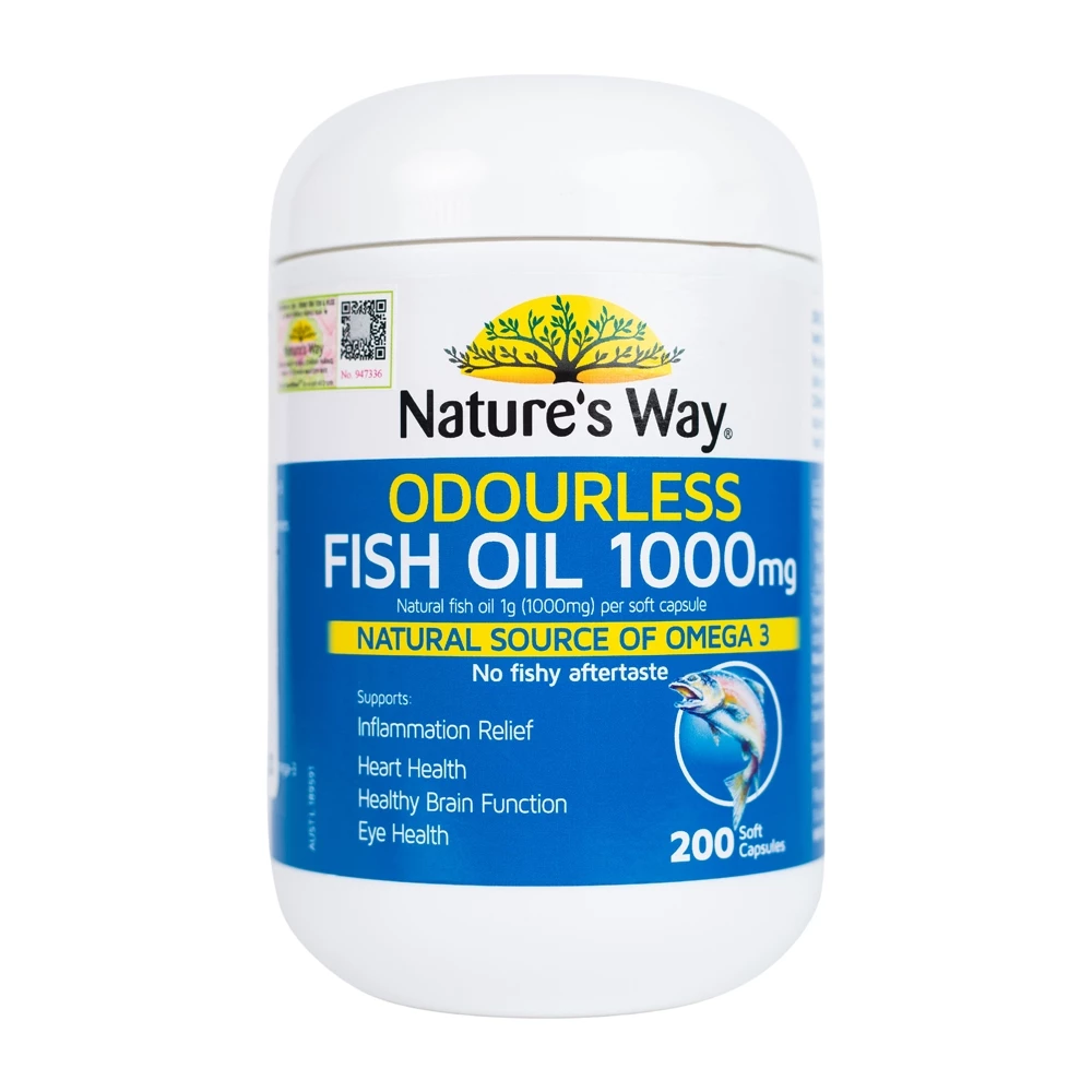 Dầu cá Nature's Way Odourless Fish Oil 1000mg cho cả gia đình