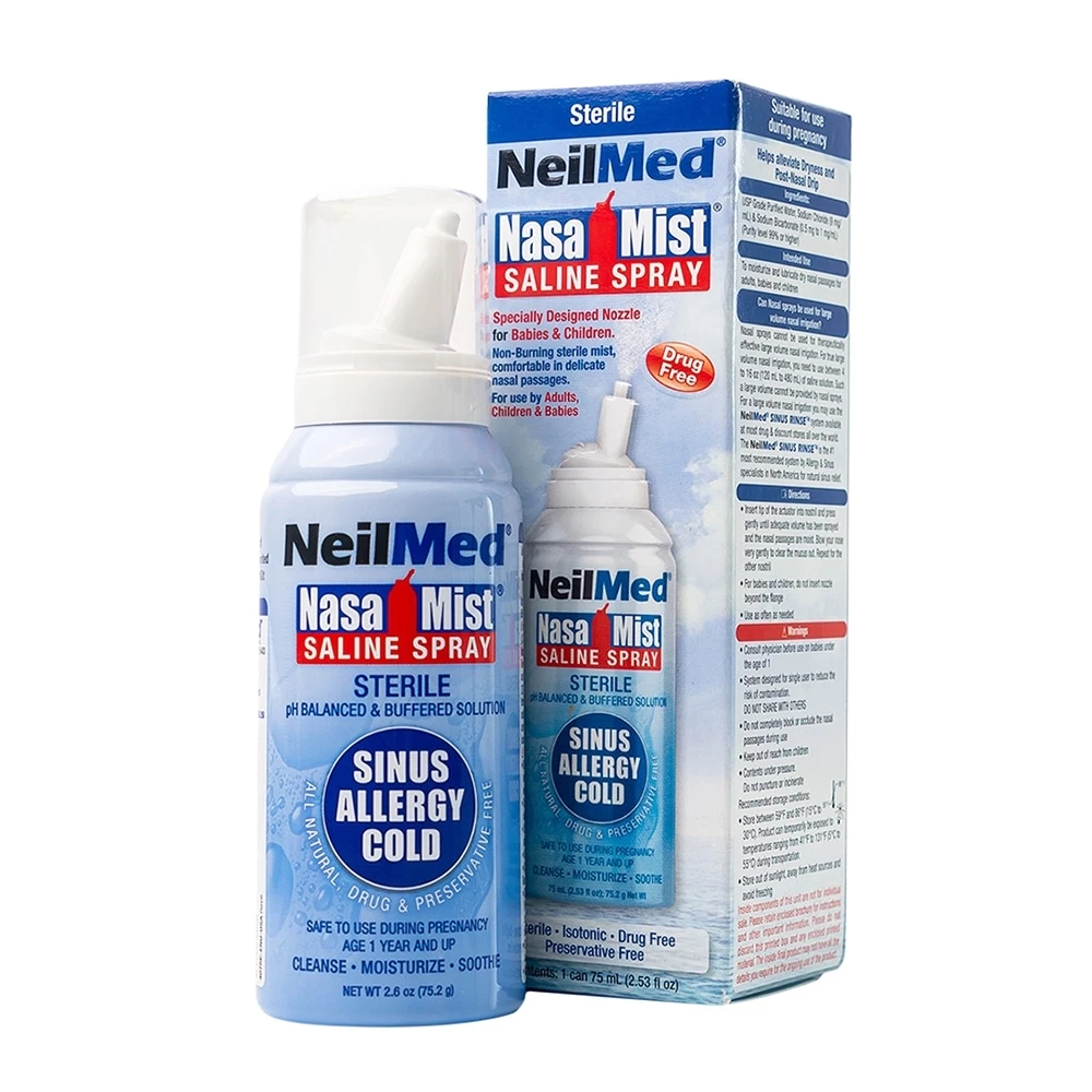 Xịt mũi NeilMed NasaMist Saline Spray 75ml - Làm sạch mũi xoang một cách êm dịu