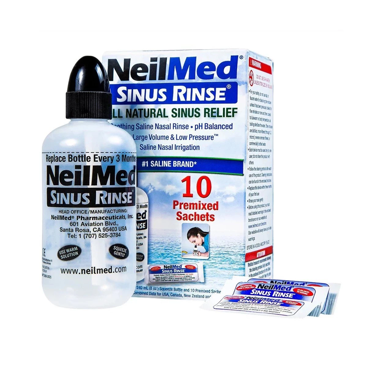 Bình rửa mũi NeilMed Sinus Rinse 10 sachets (1 Bình + 10 Gói)