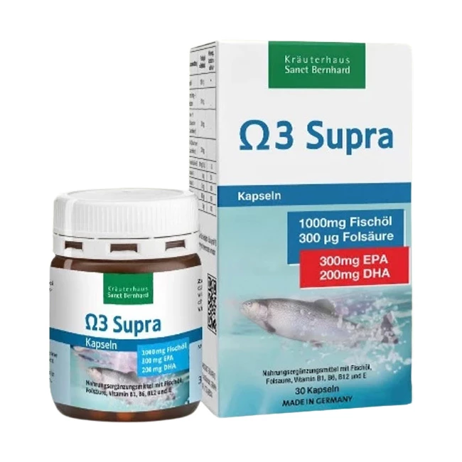 Omega 3 Supra 1000mg Sanct Bernhard - Hỗ trợ giảm mỡ máu, tốt cho tim mạch, não bộ và thị lực