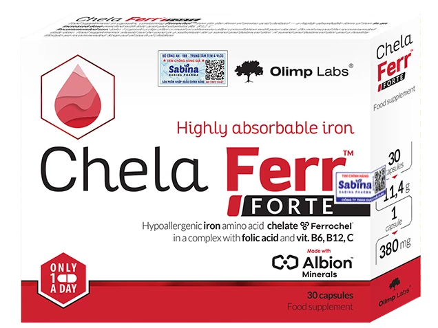 Chela Ferr Bio Complex Olimp Labs - Bổ sung sắt hữu cơ và acid folic