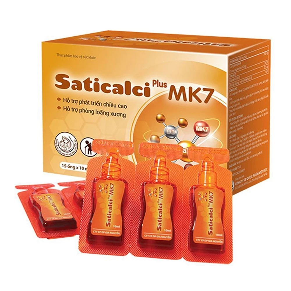 Saticalci Plus MK7 Meracine - Bổ sung calci, vitamin D3, K2 MK7 hỗ trợ xương, răng chắc khỏe