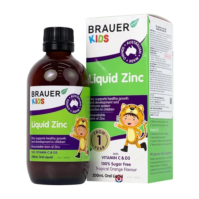 Kẽm Brauer Kids Liquid Zinc - Hỗ trợ tăng cường sức đề kháng