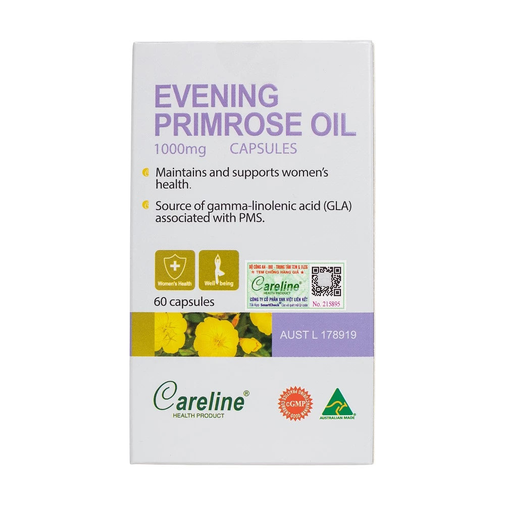 Careline Evening Primrose Oil 1000mg - Cân bằng nội tiết, làm đẹp da