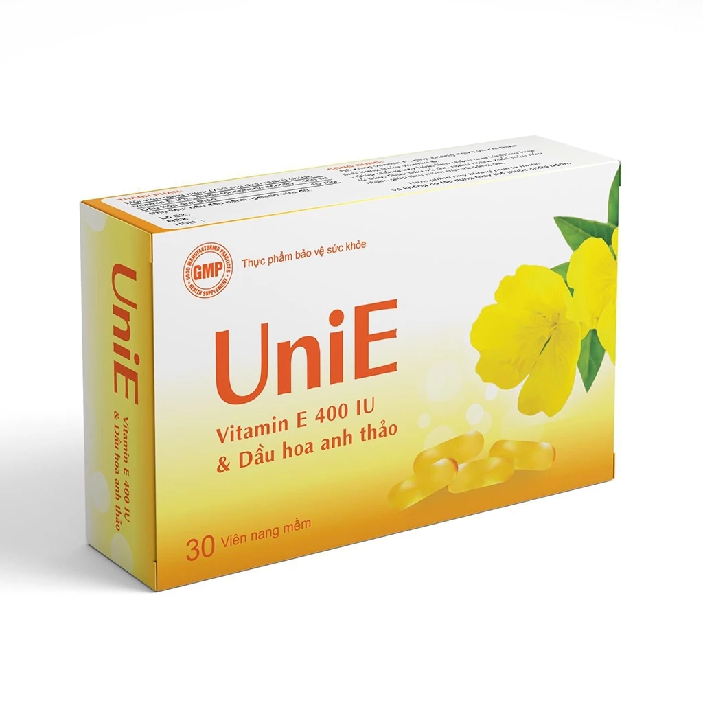 UniE Vitamin E 400 IU & Dầu hoa anh thảo - Giúp da sáng, mịn màng, ngăn ngừa lão hóa
