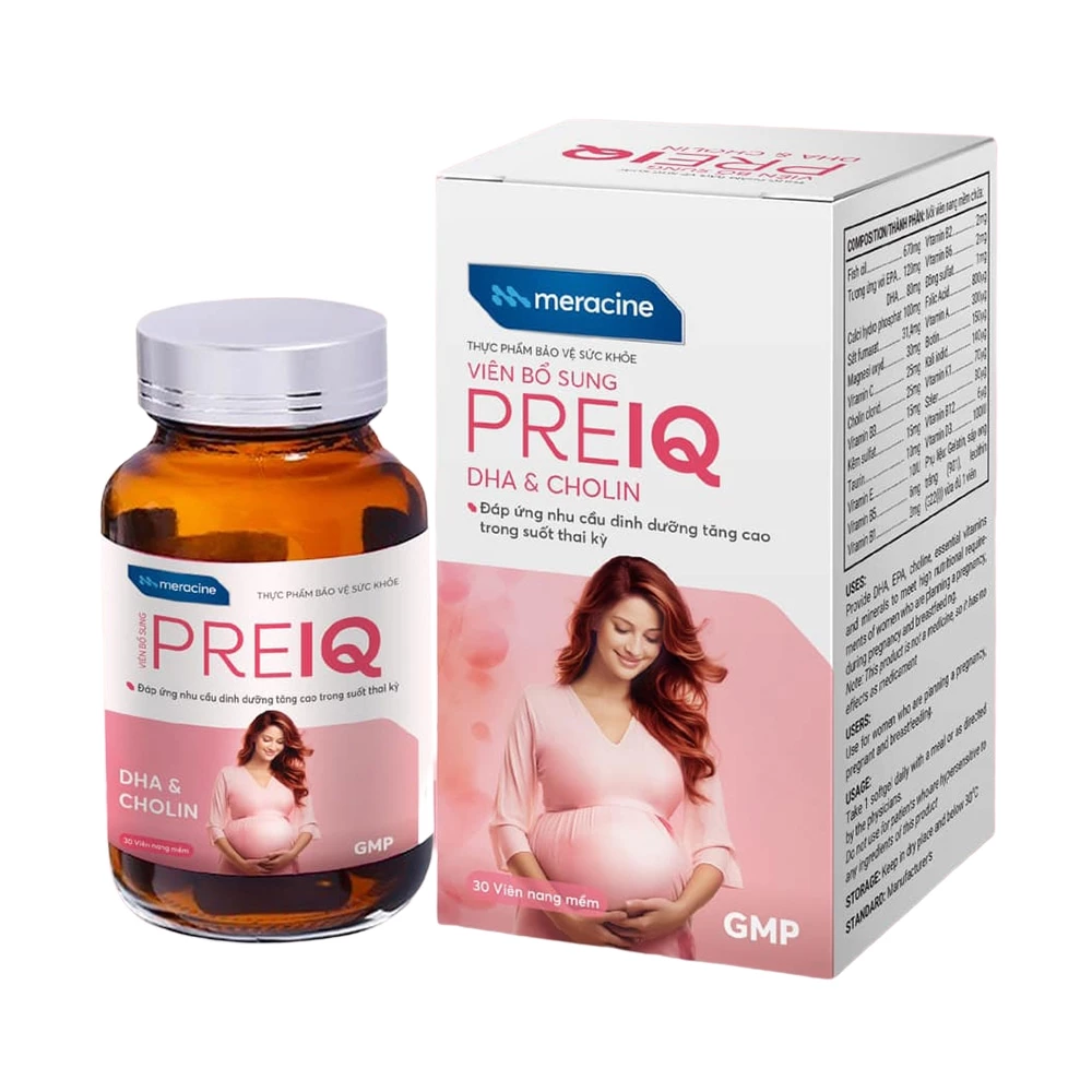 Viên bổ sung PreIQ DHA & Cholin Meracine - Hỗ trợ thai kỳ khỏe mạnh