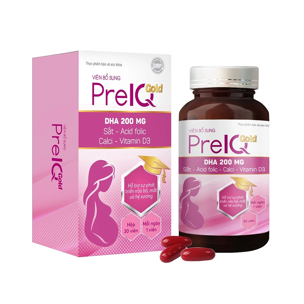 PreIQ Gold Meracine - Hỗ trợ phát triển não bộ, mắt và hệ xương cho thai nhi