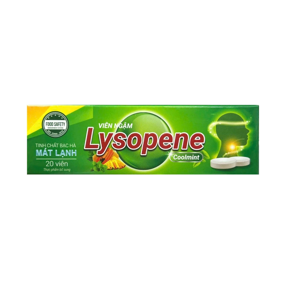 Viên ngậm Lysopene Coolmint tinh chất bạc hà mát lạnh