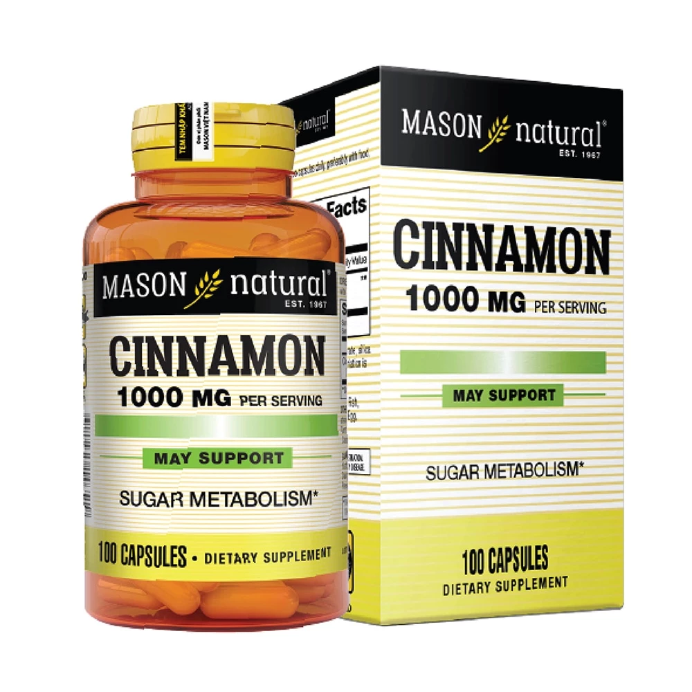 Mason Natural Cinnamon 1000mg - Hỗ trợ kiểm soát đường huyết