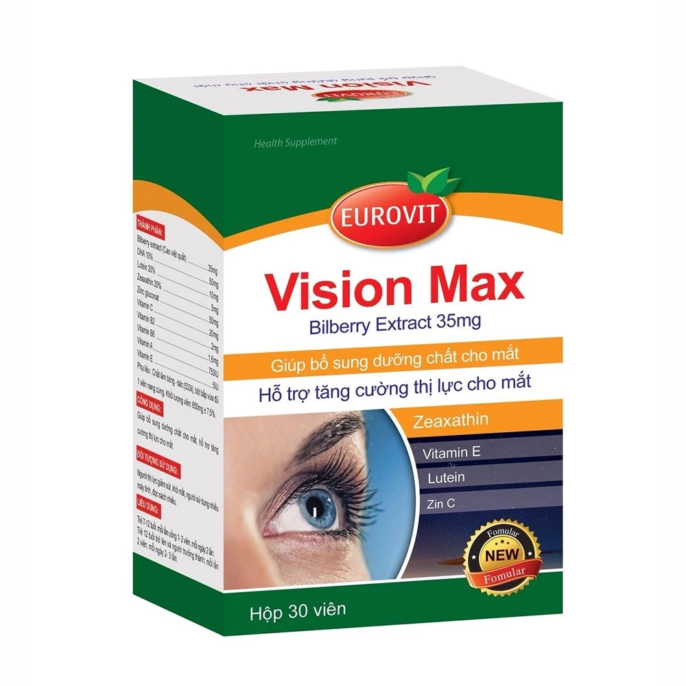 Vision Max Eurovit - Bổ sung dưỡng chất cho mắt, giúp mắt sáng khỏe