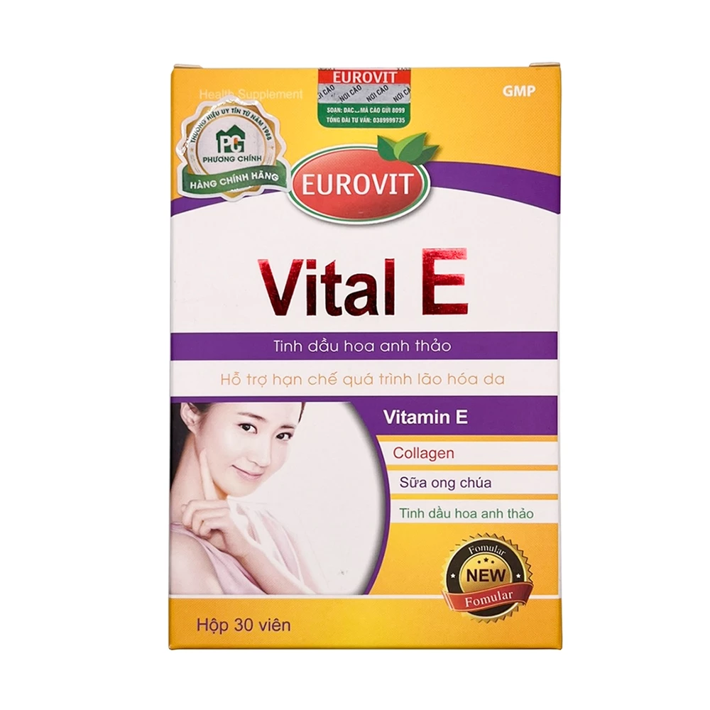 Vital E Eurovit - Hỗ trợ ngăn ngừa nếp nhăn, giúp da sáng đẹp