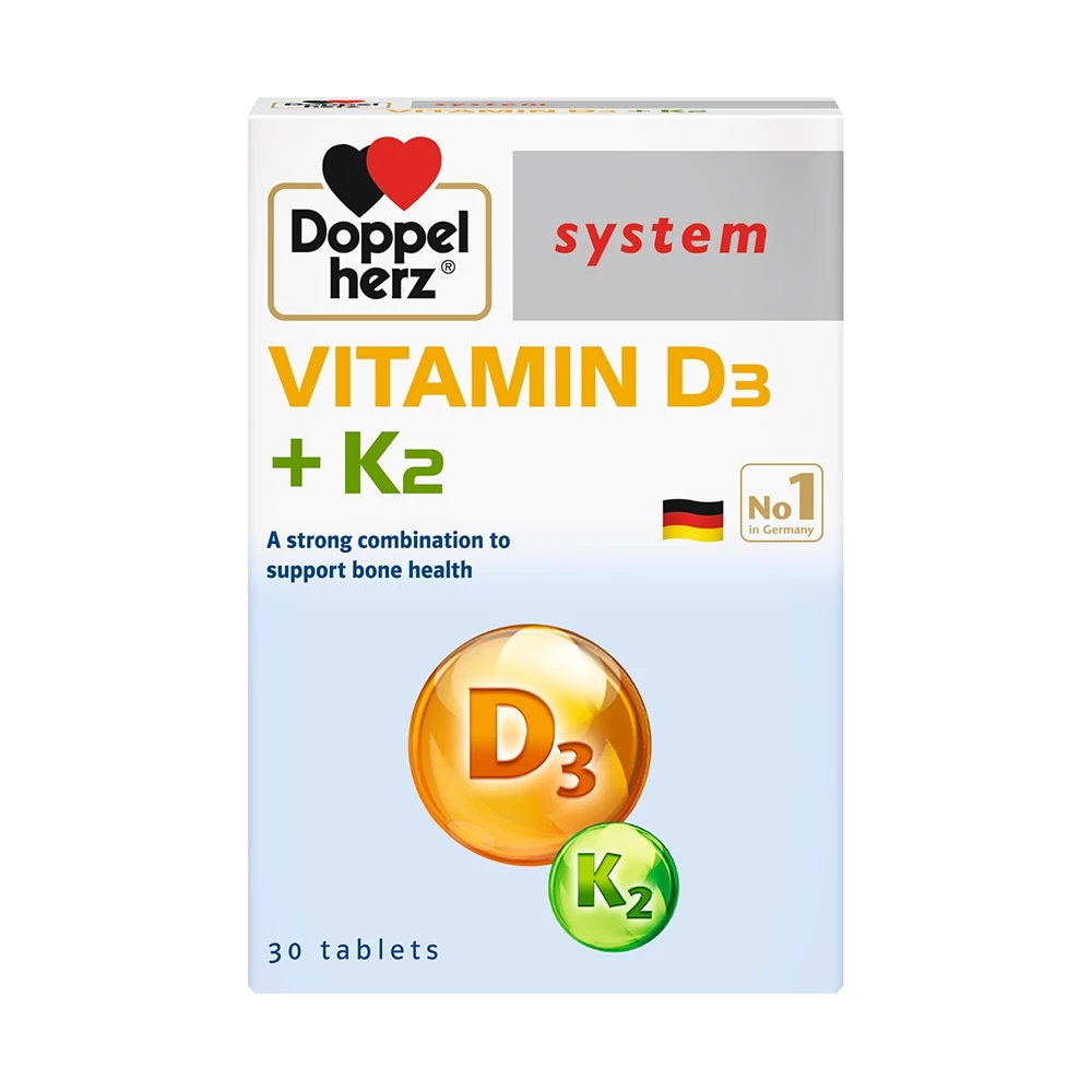 Vitamin D3 + K2 Doppelherz - Hỗ trợ giảm nguy cơ loãng xương