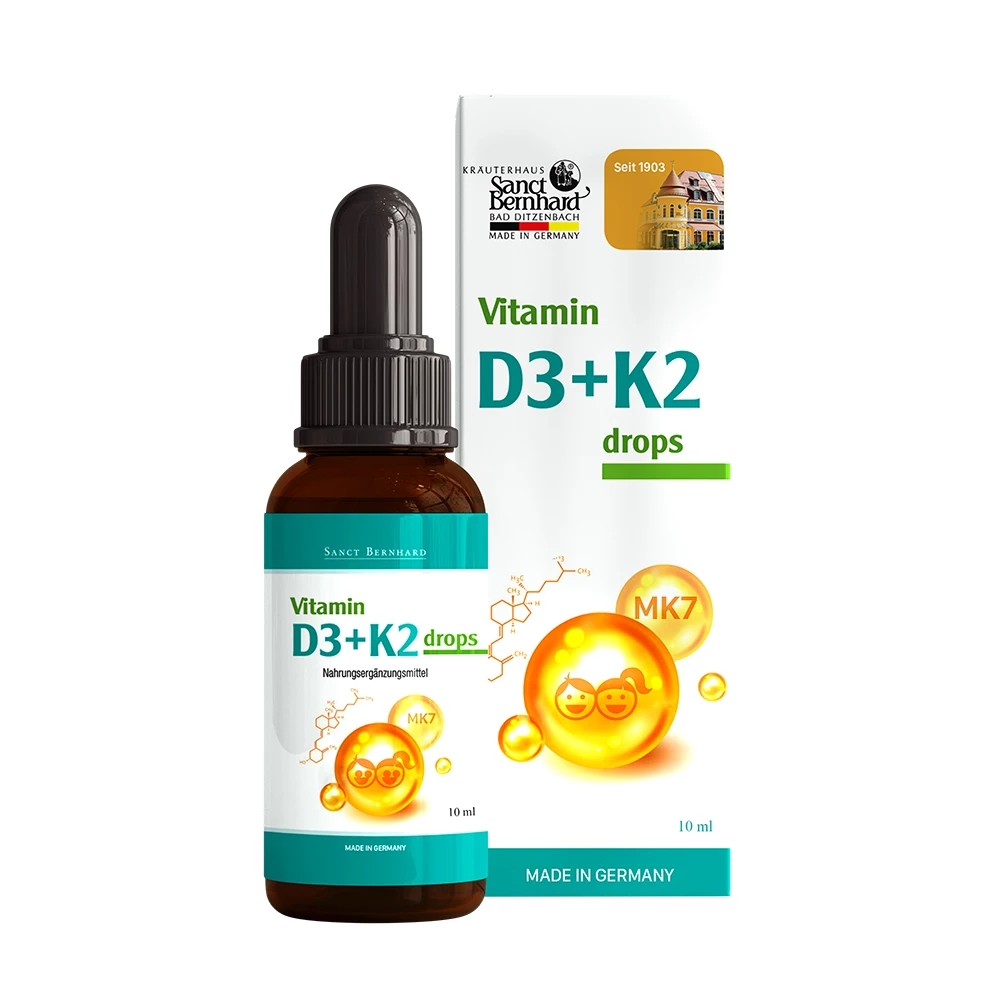 Vitamin D3 K2 Drops Sanct Bernhard - Hỗ trợ giảm nguy cơ còi xương ở trẻ em
