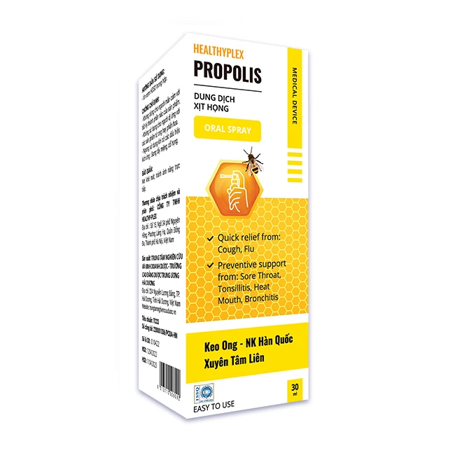 Xịt họng HealthyPlex Propolis - Hỗ trợ giảm ho, viêm họng, viêm amidan