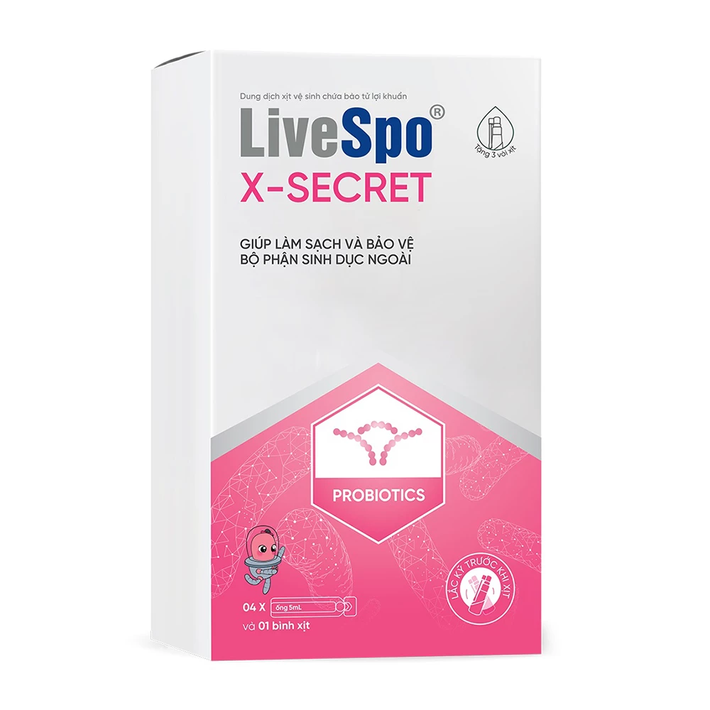 LiveSpo X Secret - Xịt phụ khoa bào tử lợi khuẩn hỗ trợ giảm viêm nhiễm