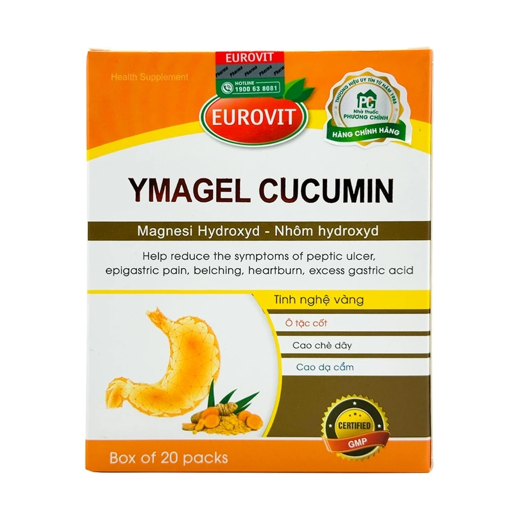 Ymagel Cucumin Eurovit - Hỗ trợ điều trị viêm loét dạ dày, tá tràng